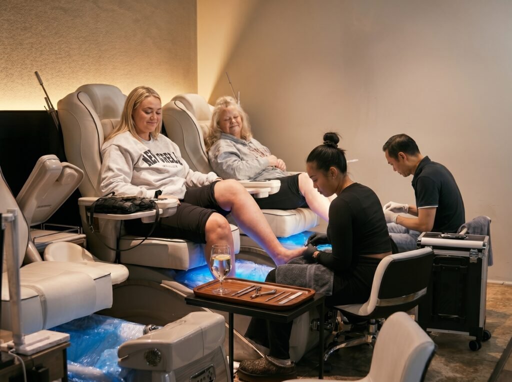Relaxing pedicure in West Loop Chicago nail salon