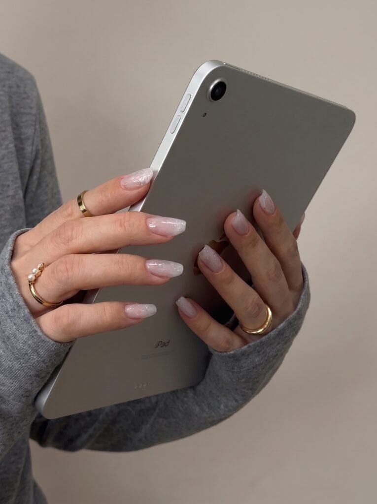 An executive sheer ombré overlay design from our structured nail reformation style profile