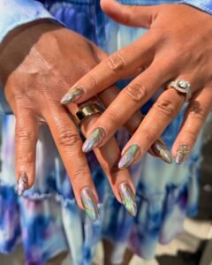 Bespoke professional chrome nails tailored for modern female executives