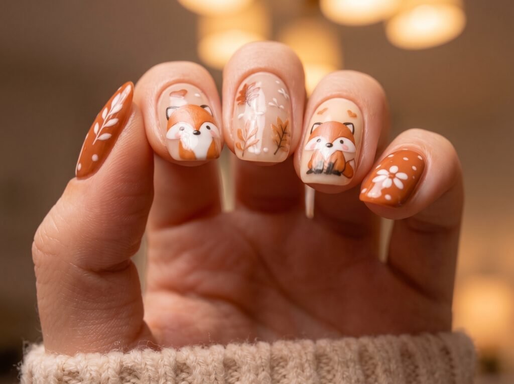 best fox nails for coffin nails with bold statement fox art