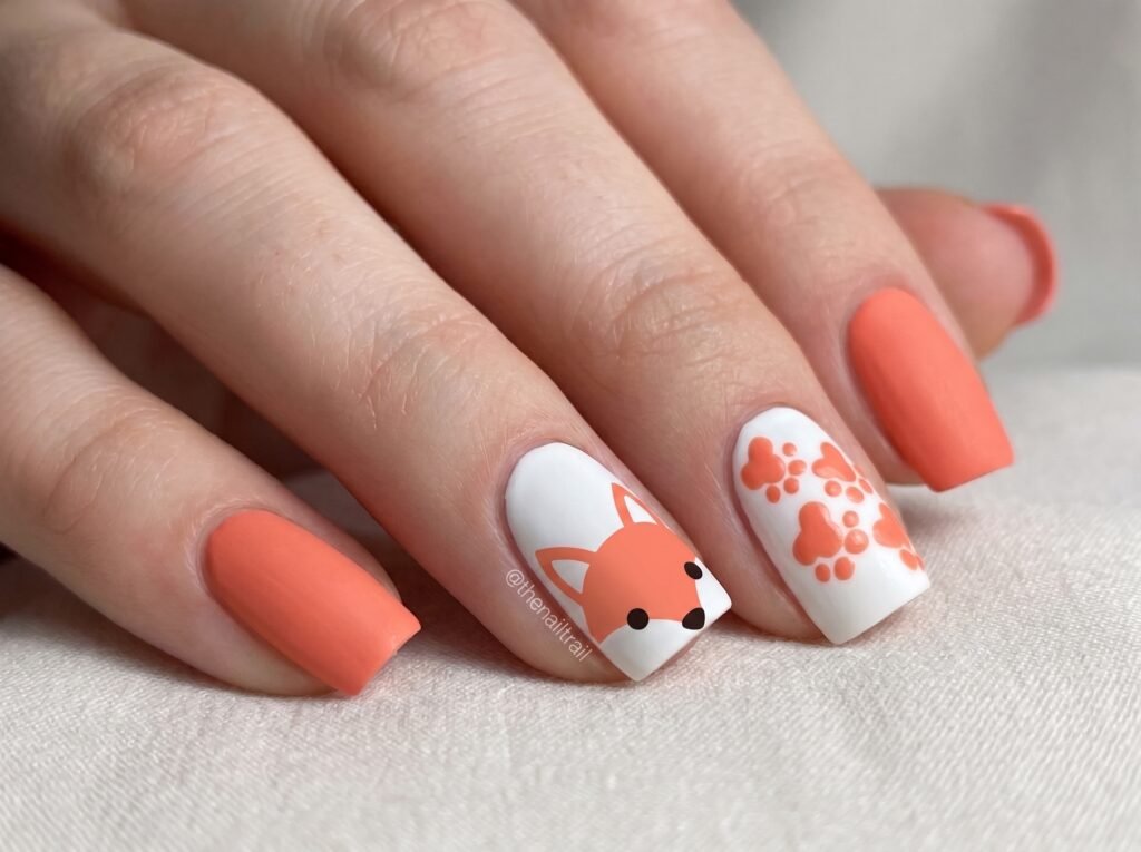 best fox nails for square nails with balanced fox artwork