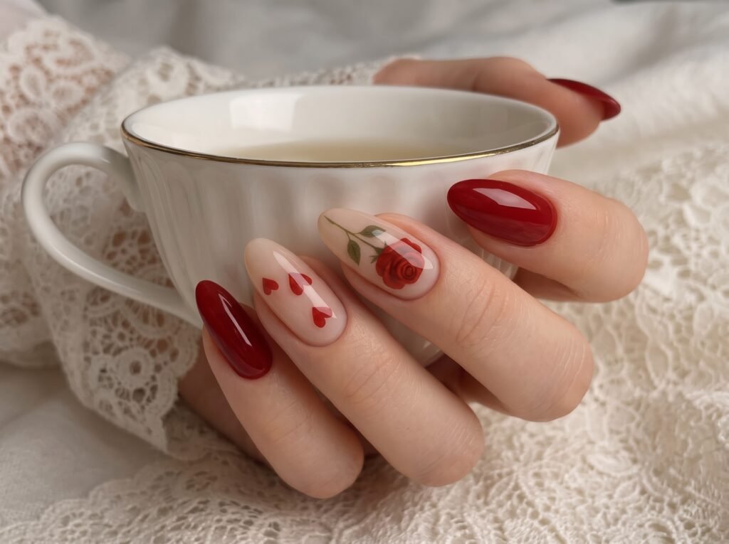 Elegant rose nails for weddings, anniversaries, galas, and special events