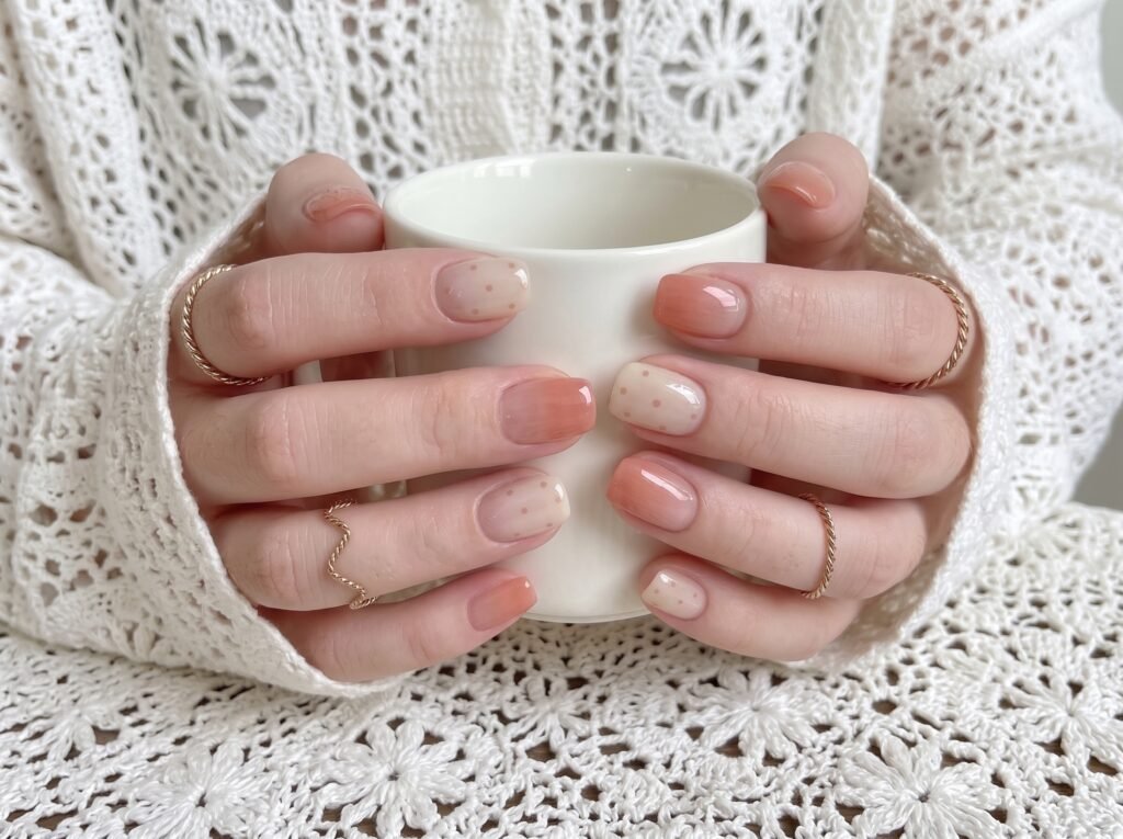 gel nails on short nails showcasing flattering shapes and trending nail colors