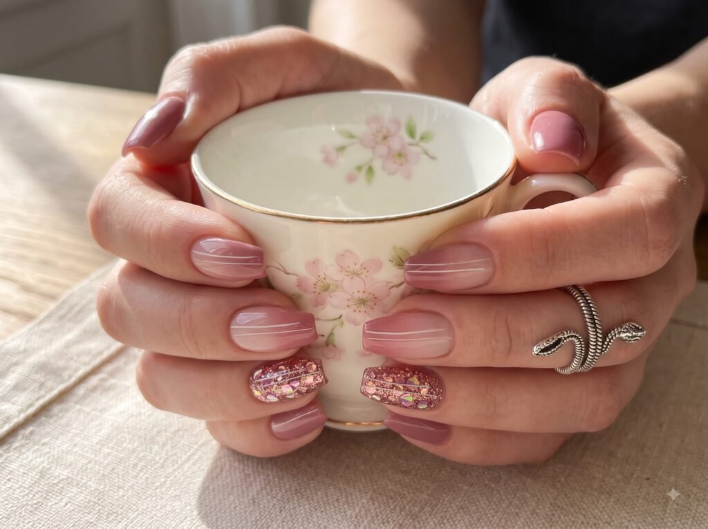 Short coffin nails featuring elegant color trends for 2026