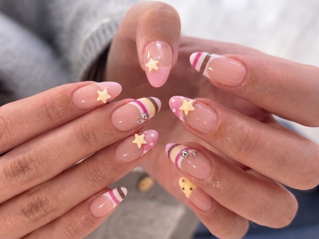 bold 3D star nails designs featuring raised stars and luxury nail embellishments