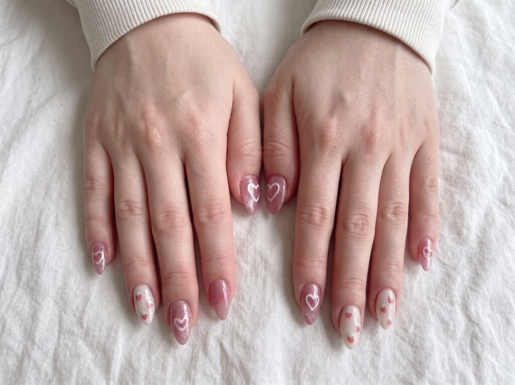 cute nails designs featuring heart accents for a sweet and playful manicure