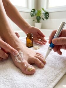 A comparison of messy creams and pills versus targeted application with the orvelle nail fungus pen