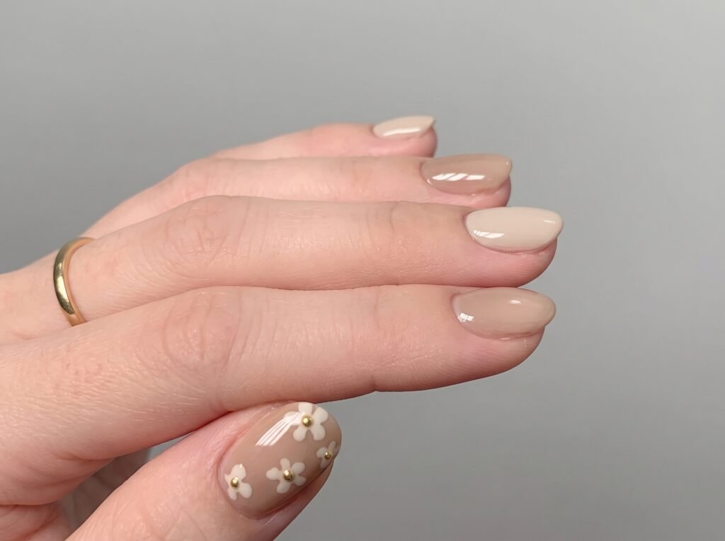 acrylic nails near me showcasing neutral nail colors suitable for professional environments