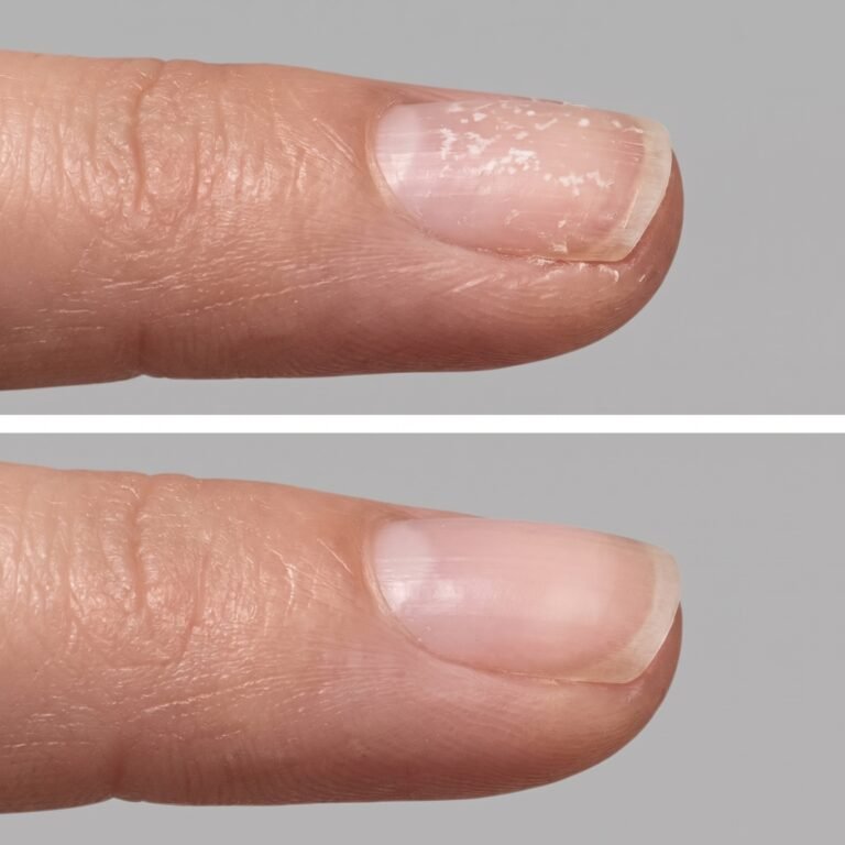 Nail Reformation Before and After Restoration A deep clinical view of a damaged keratin matrix before and after a structural nail reformation treatment