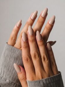 nude builder gel colors featuring natural pink nude and milky builder gel nails for an elegant minimalist manicure