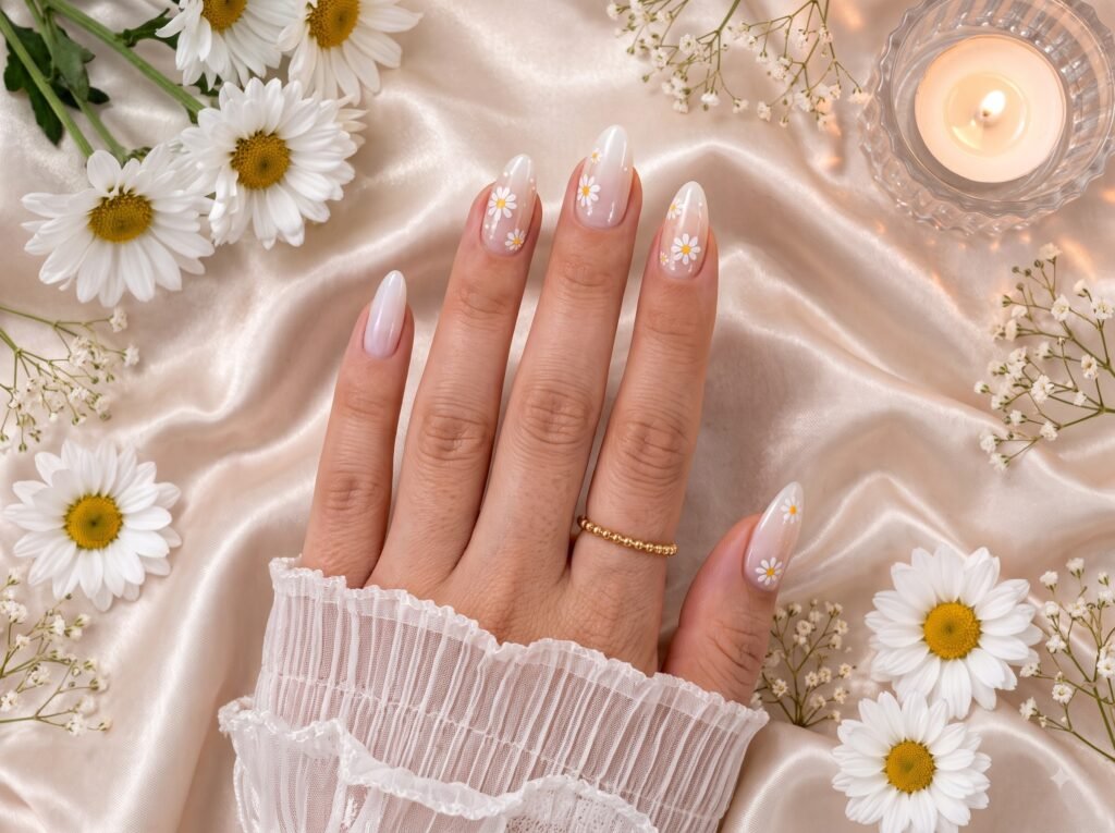 fresh nails designs with milky white nail polish
