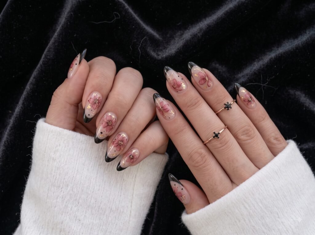 lovely nails designs with pearl chrome French tips and shimmer