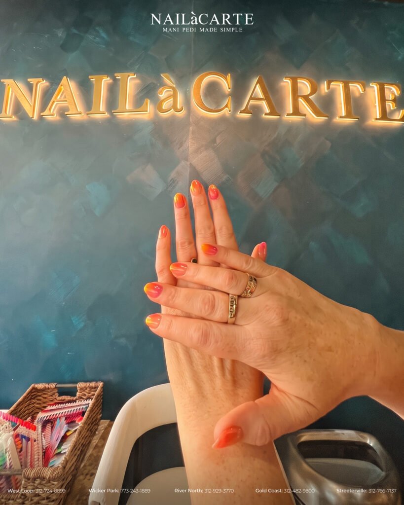Micro-detail chrome and sheer glazes created at NailàCarte, the premier sanctuary for nail art west loop locals trust.