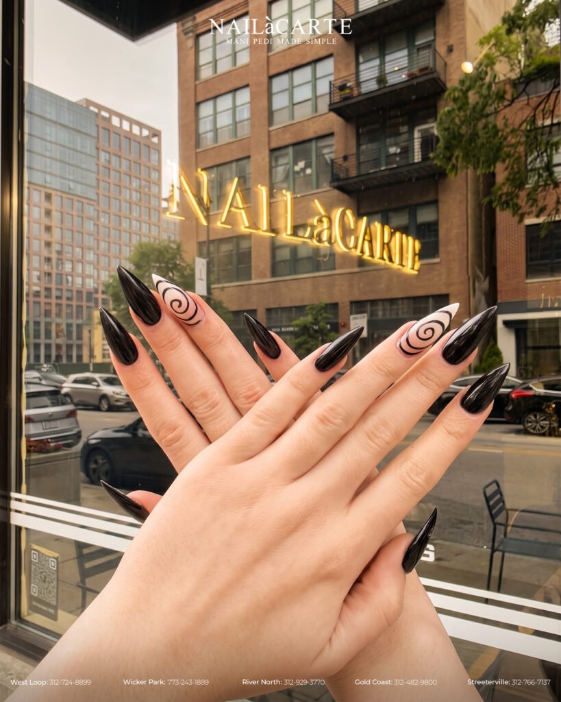 Flattering and durable custom nail shapes West Loop clients choose at NailàCarte Fulton Market.