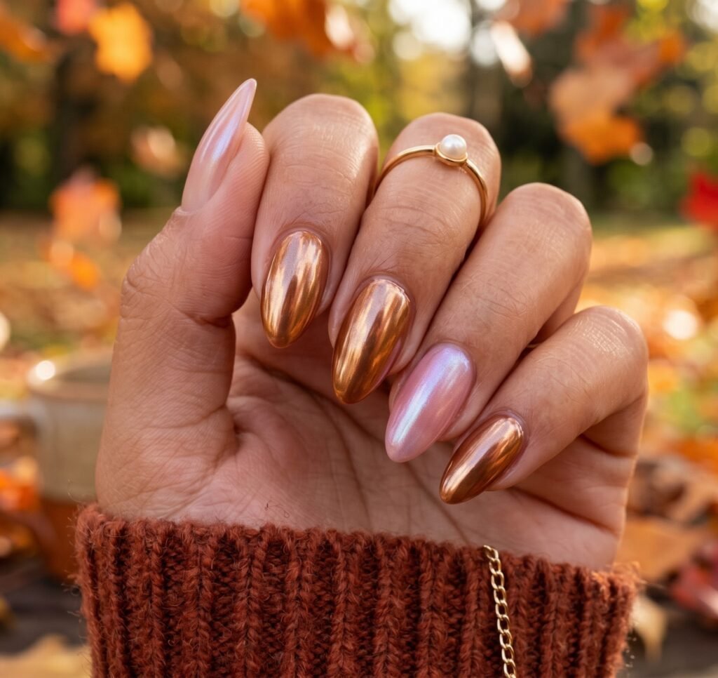 Flawless non-toxic fall manicure created at NailàCarte, Chicago's premier sanctuary for quiet luxury hand care.