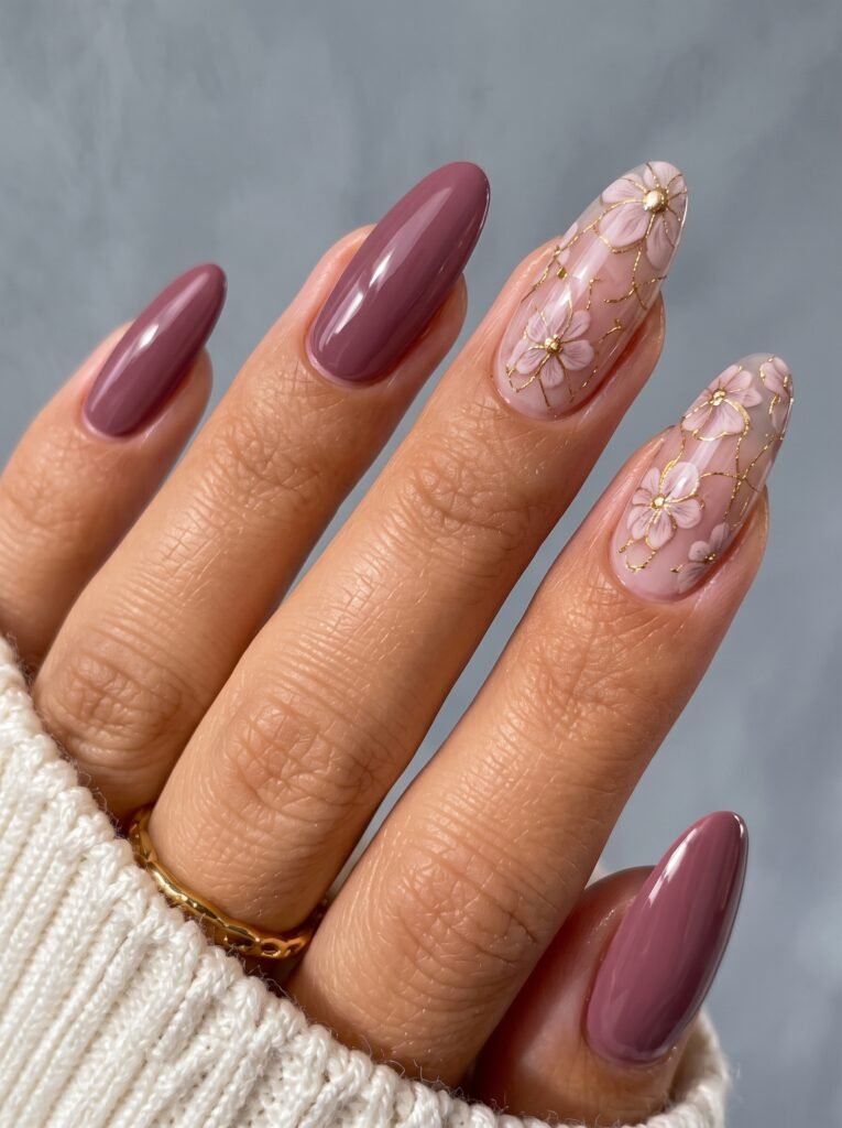 Cool-toned ghost rose and dusty mauve pedicure showcasing clean fall toe nail colors at NailàCarte.