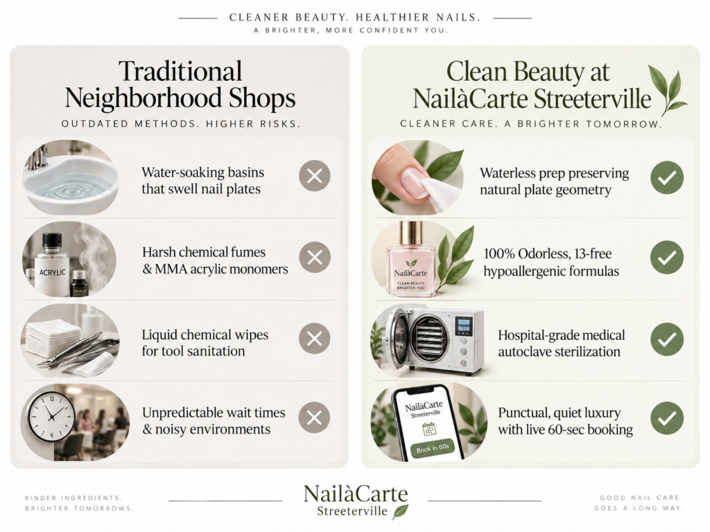 Waterless manicure prep and autoclaved tools at NailàCarte nail salon streeterville.