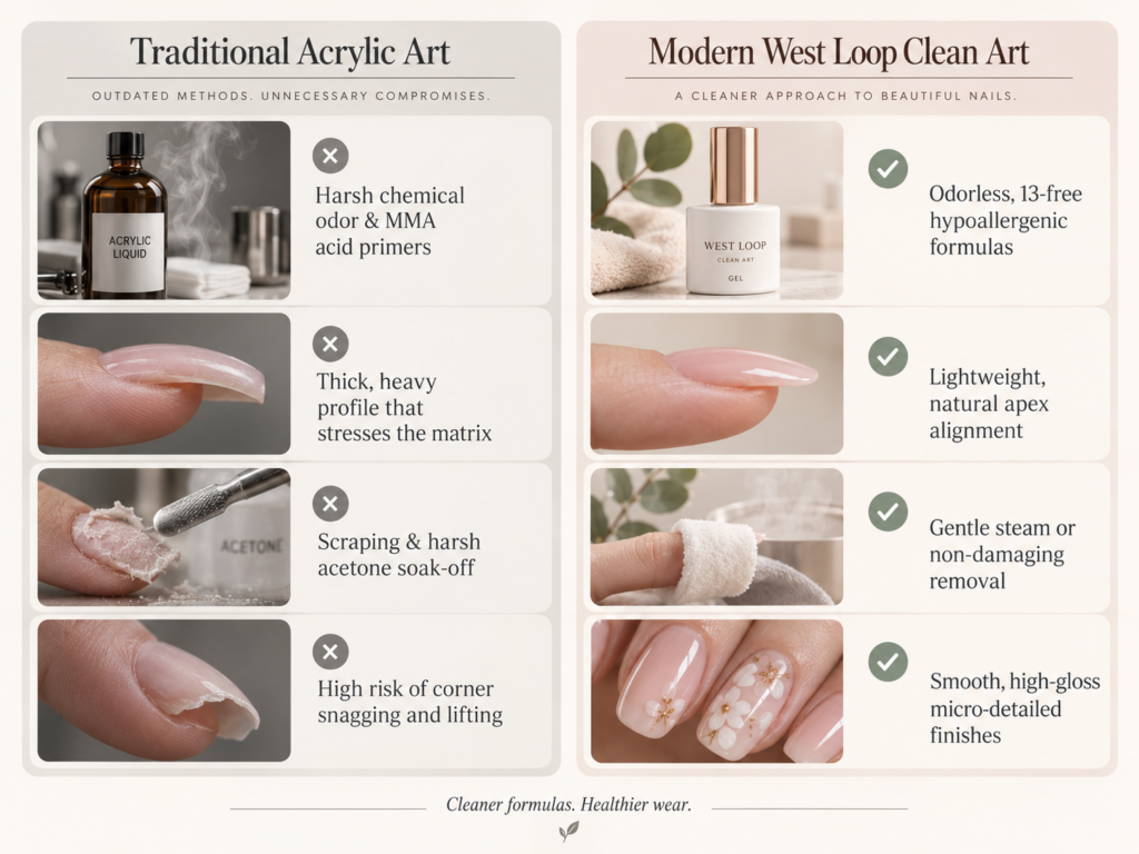Waterless nail prep for custom lightweight nail art west loop at NailàCarte.