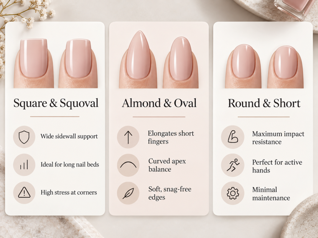 Master nail technician analyzing hand anatomy for custom nail shapes West Loop at NailàCarte.