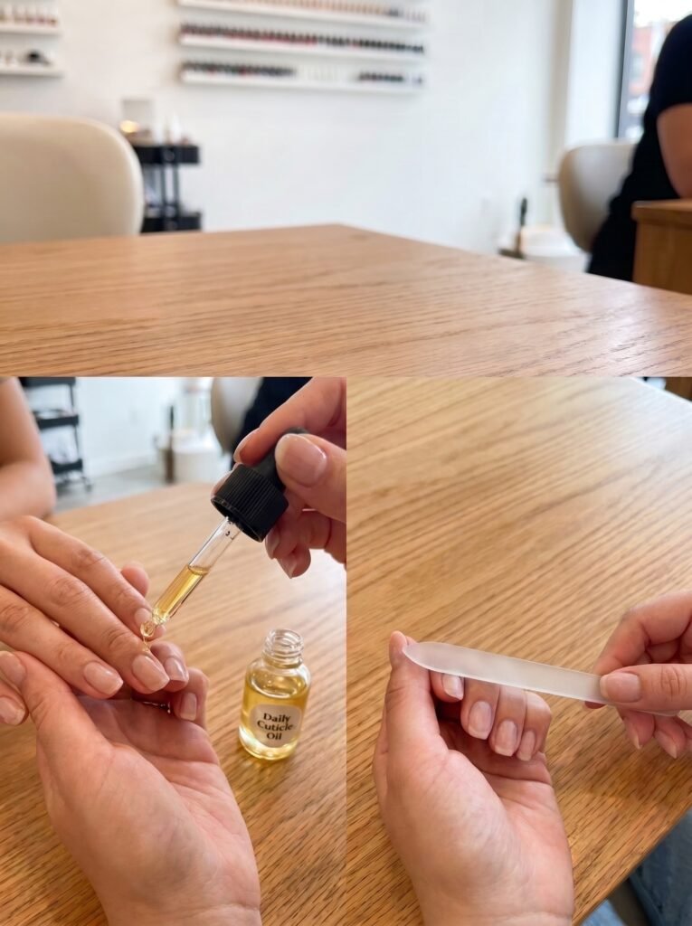 Daily cuticle oil application to maintain manicures from NailàCarte nail salon wicker park.