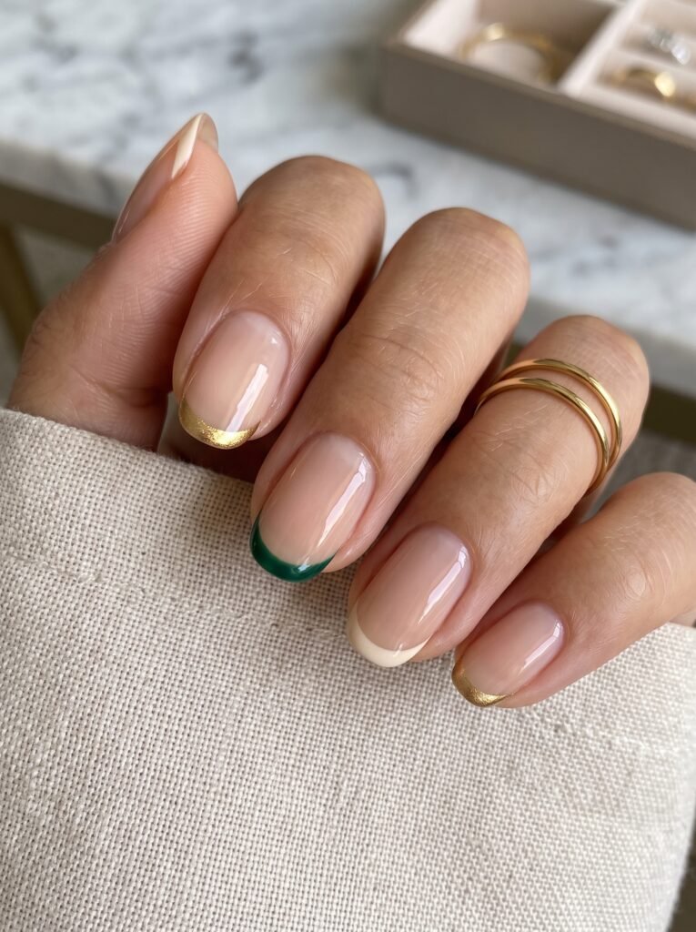Negative space micro-French tip manicure showcasing signature nail art gold coast.