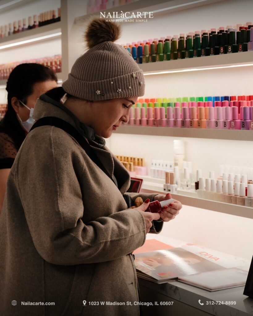 Meticulous dry e-file cuticle refining during a precision manicure chicago service at NailàCarte.